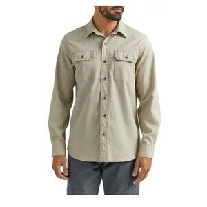 Wrangler Shirt Men Medium Beige Relaxed Fit Soft American Western Workwear